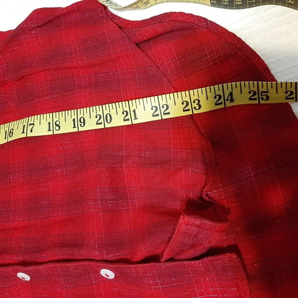 VICTORIA'S SECRET Red Black Pajama Tops Checker Button down Shirt Small